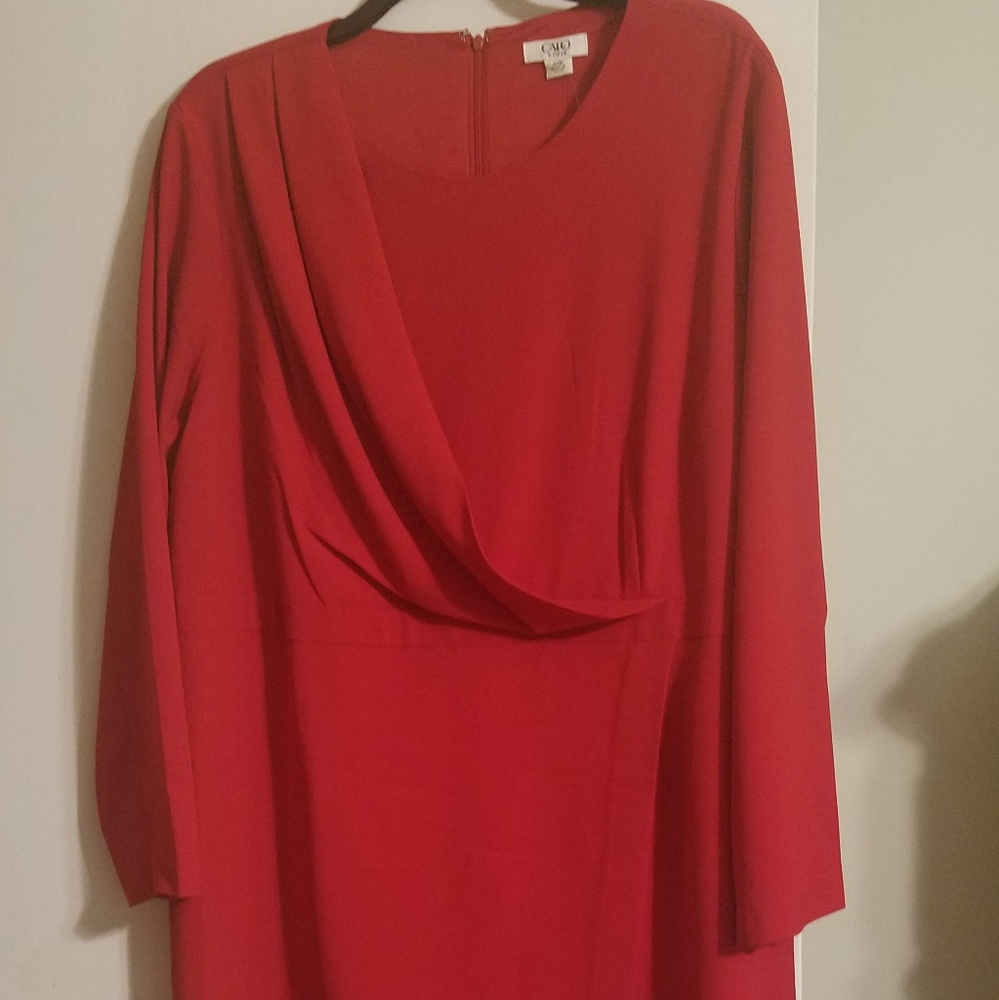 Plus size red wrap look dress